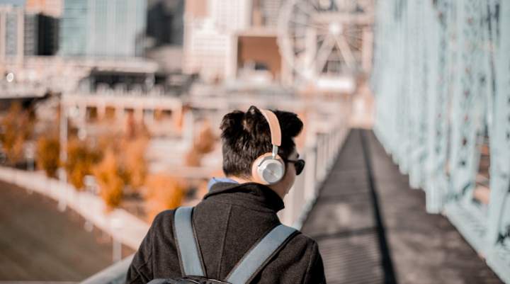 A man with headphones on 