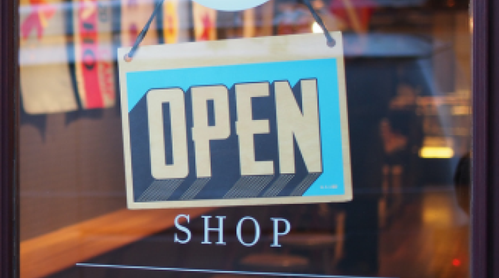 Open sign in shop window