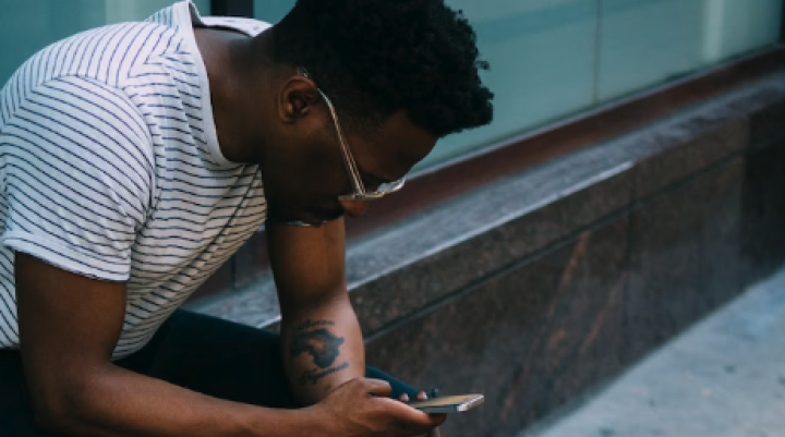 man using smartphone