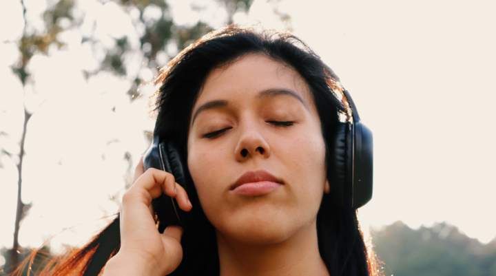 woman with headphones