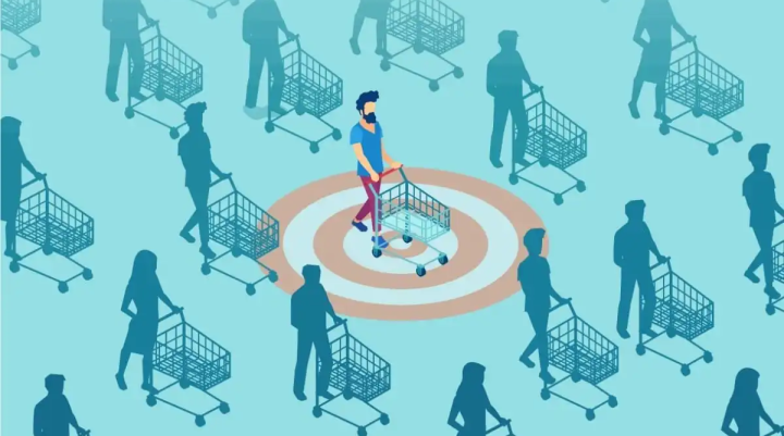 An image of people pushing shopping trolleys