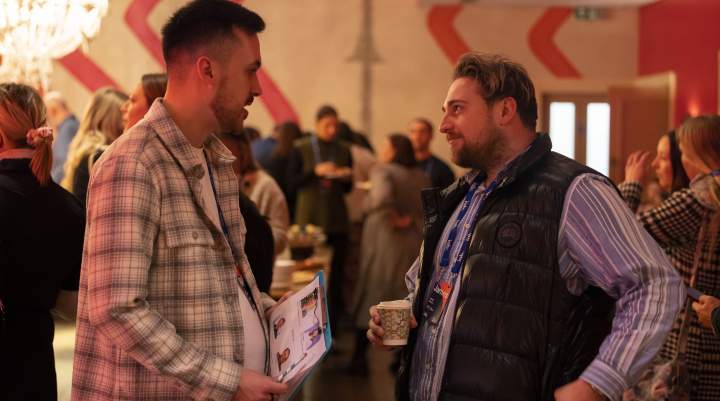 two people engaged in conversation 