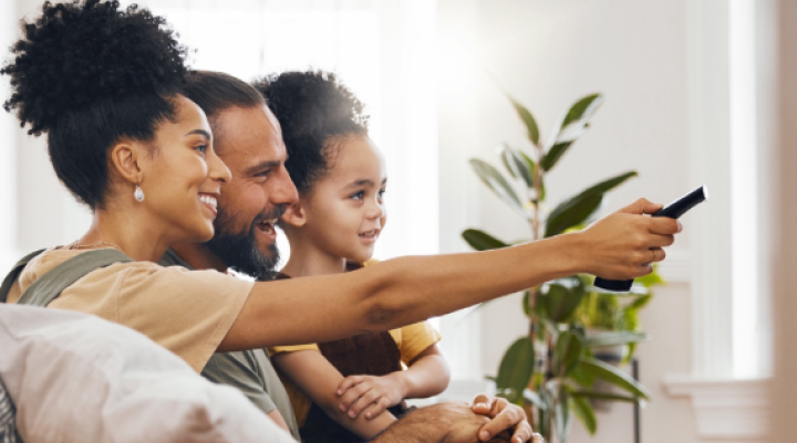 family watching tv