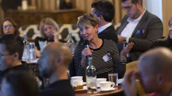 Woman speaking at an IAB UK roundtable